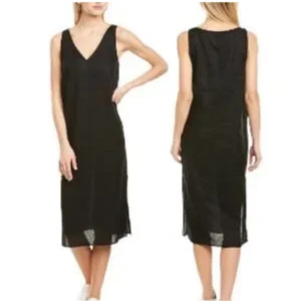 Madewell black linen midi dress